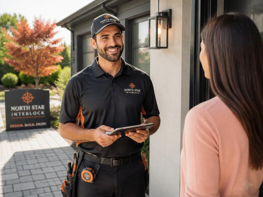 Interlock pro at the homeowner's door ready to quote